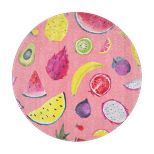 Planche À Découper Fruits exotiques : Motif Tropical À Main