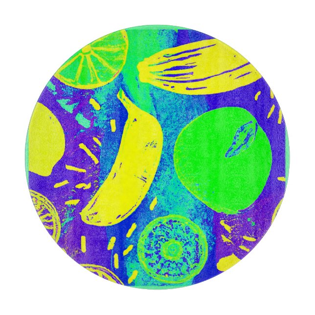 Planche À Découper Fruits expressifs Neon Color Art Motif (Devant)