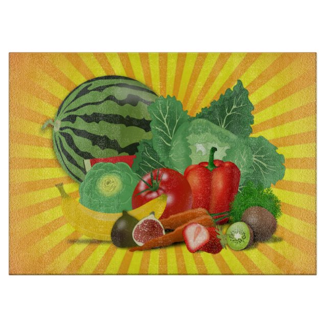 Planche À Découper Fruits Légumes et Soleil Magnifiques (Devant)