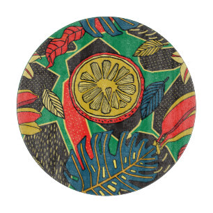Planche À Découper Fruits tropicaux, feuille, motifs floraux de gribo