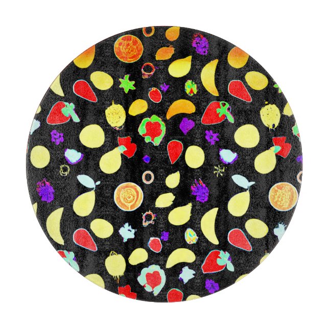 Planche À Découper Fruits tropiques néons éclatés (Devant)