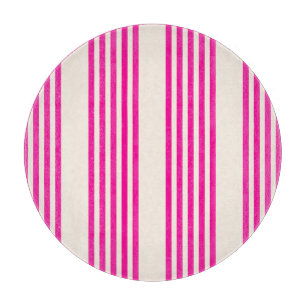 Planche À Découper Fuchsia et beige cinq rayures motif
