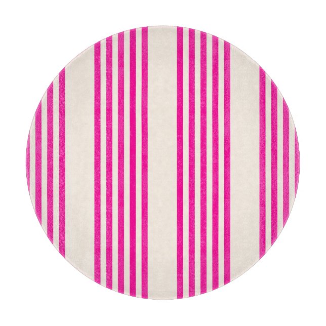 Planche À Découper Fuchsia et beige cinq rayures motif (Devant)