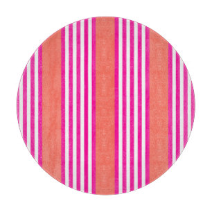 Planche À Découper Fuchsia et corail vivant cinq bandes motif