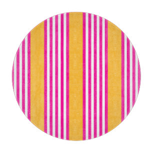 Planche À Découper Fuchsia et jaune cinq bandes motif
