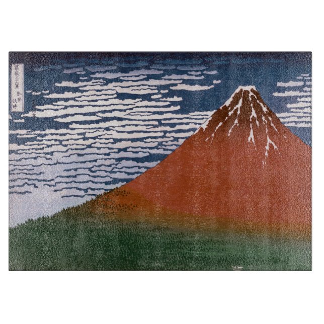 Planche À Découper Fuji rouge, Aka Fujiyama Volcan Katsushika Hokusai (Devant)