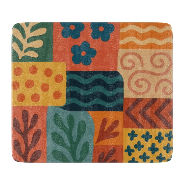 Planche À Découper Fun Retro Garden Collage Motif Motif (Devant)