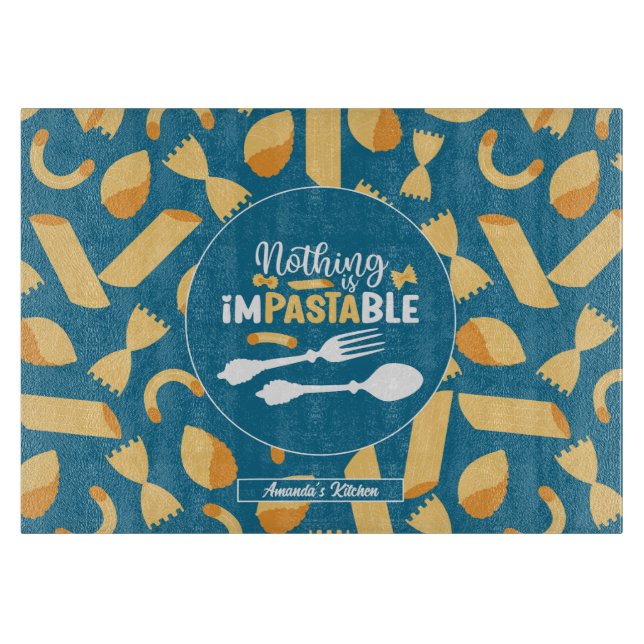 Planche À Découper Funky Italie Food Pun Retro Italien Pasta Motif (Devant)