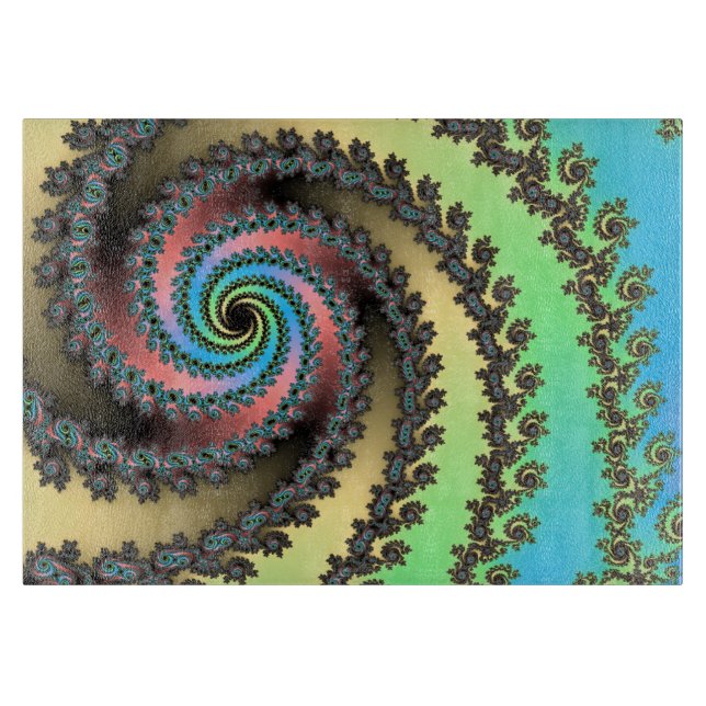 Planche À Découper Funky Spiral Pastel Rainbow Fractal (Devant)