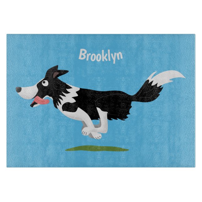Planche À Découper Funny Border Collie chien en course dessin animé (Devant)