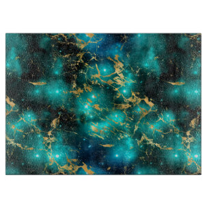 Planche À Découper Galaxie de marbre vert et or aquarelle époustoufla