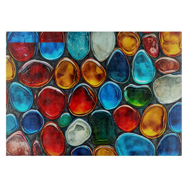 Planche À Découper Galets de mer multicolores (Devant)