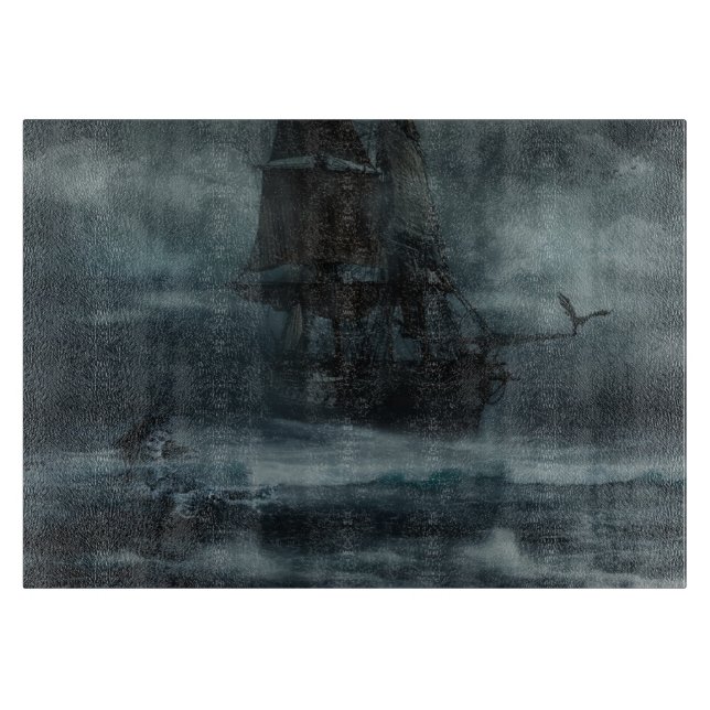 Planche À Découper Galions naviguant sur une mer tortueuse (Devant)