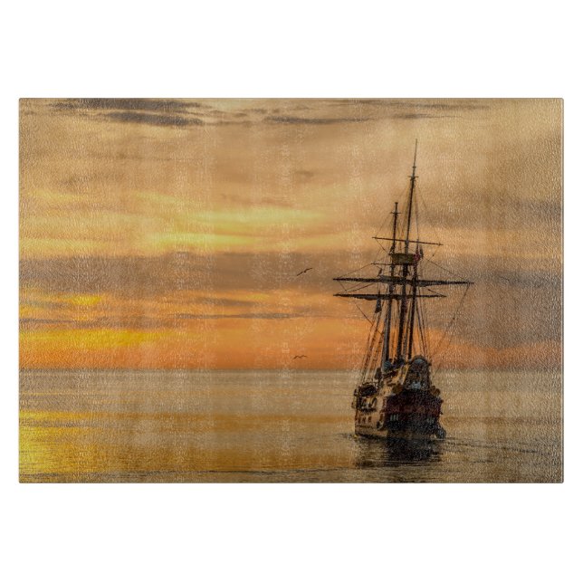 Planche À Découper Gallon de voile sur une mer calme (Devant)