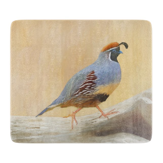 Planche À Découper Gambrel's Quail Painting Original Bird Art (Devant)