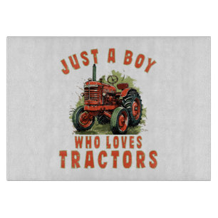 Planche À Découper Garçon de la campagne qui aime les tracteurs