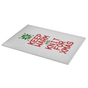 Planche À Découper Gardez chaud et tricot pour Noël