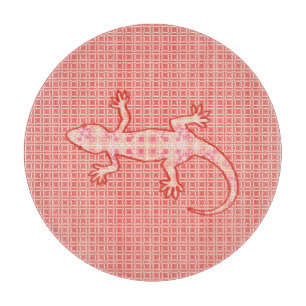 Planche À Découper Gecko batik tribal - rose corail et crème
