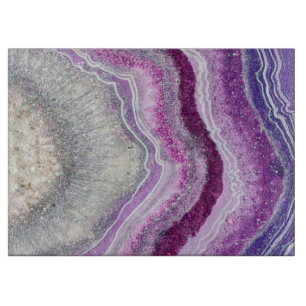 Planche À Découper Géode Agate Violet Crystal Marble Moderne Éléga