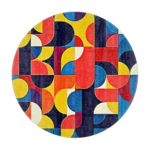 Planche À Découper Géométrie d'art en blocs de couleurs rétro