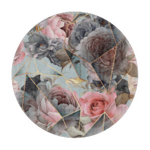 Planche À Découper Géométrie en cristal floral, fond lumineux aquarel
