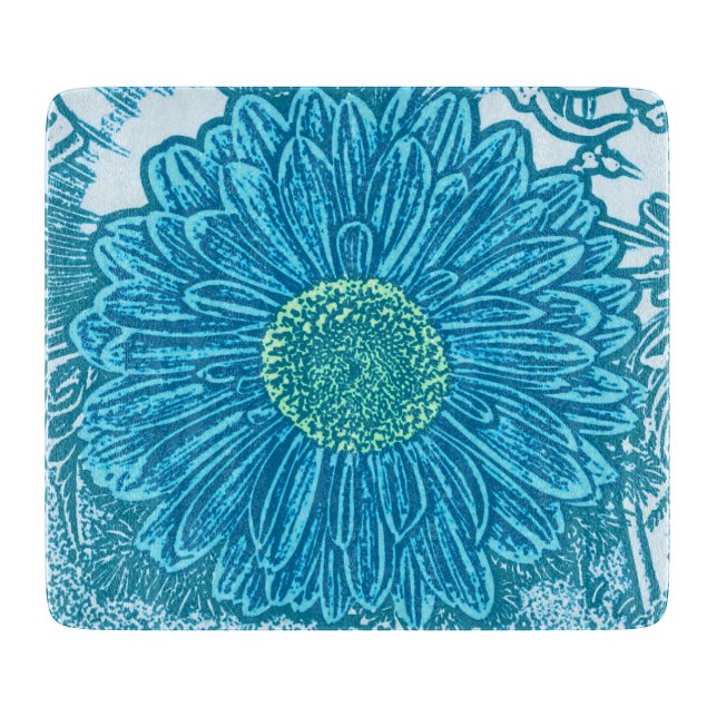 Planche À Découper Gerbera Daisy Block Imprimer - bleu marine (Devant)