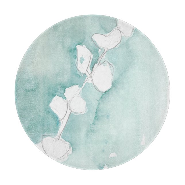 Planche À Découper Ginkgo sur Dusty Turquoise - Blanc (Devant)