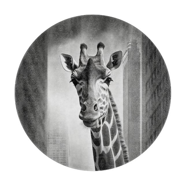Planche À Découper Giraffe dans une cityscape (Devant)