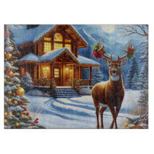 Planche À Découper Gîte de Noël/hiver pour cerfs