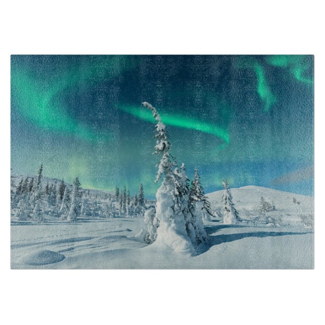Planche À Découper Glace et neige | Northern Lights, Laponie, Finland (Devant)