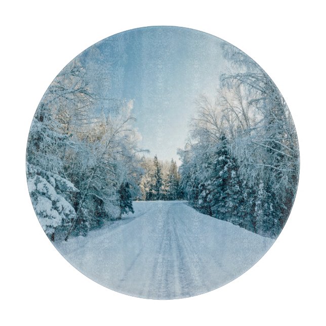 Planche À Découper Glace et neige | Route d'hiver gelée Russie, Sibér (Devant)