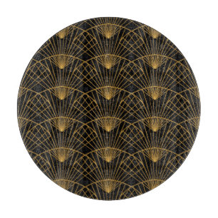 Planche À Découper Glamour Art Déco : Ventilateur D'Or.