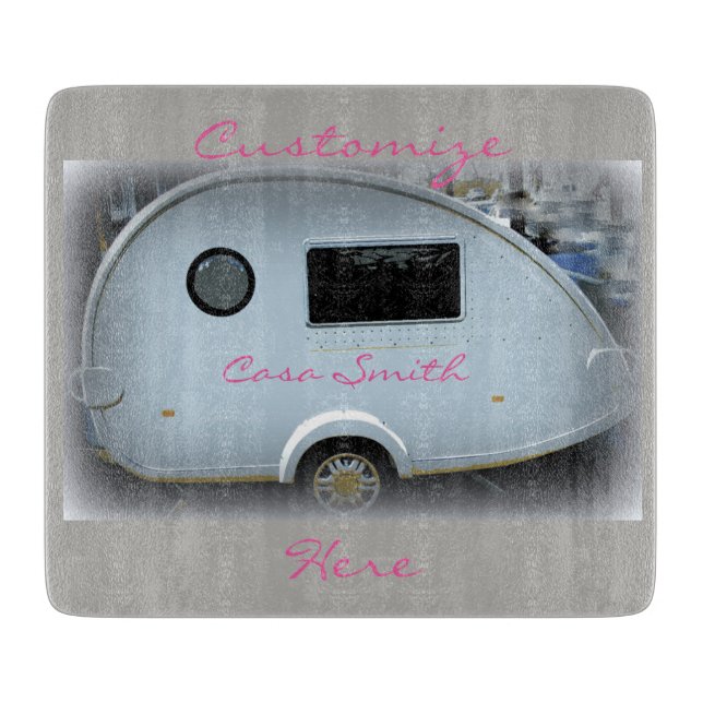 Planche À Découper Glamping heureux de caravane gitane de larme (Devant)