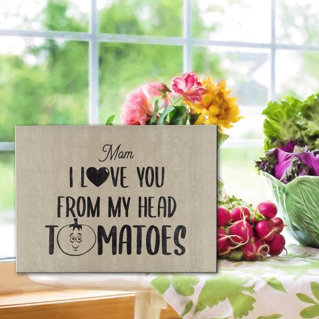 Planche À Découper Glass Custom Je T'Aime De Ma Tête Tomates (Créateur téléchargé)