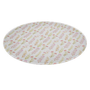 Planche À Découper Glass Cutting Board Round - Pink Flower Pattern