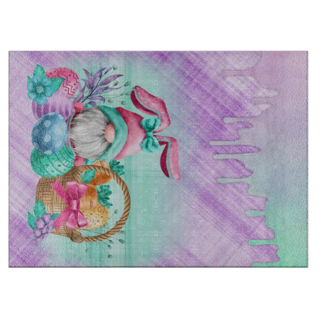 Planche À Découper Gnome De Lapin De Pâques Avec Oeufs De Panier (Devant)