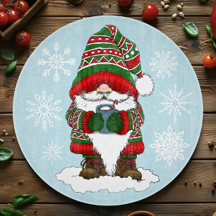Planche À Découper Gnome de Noël Cosy Rouge Vert Hiver Mignon