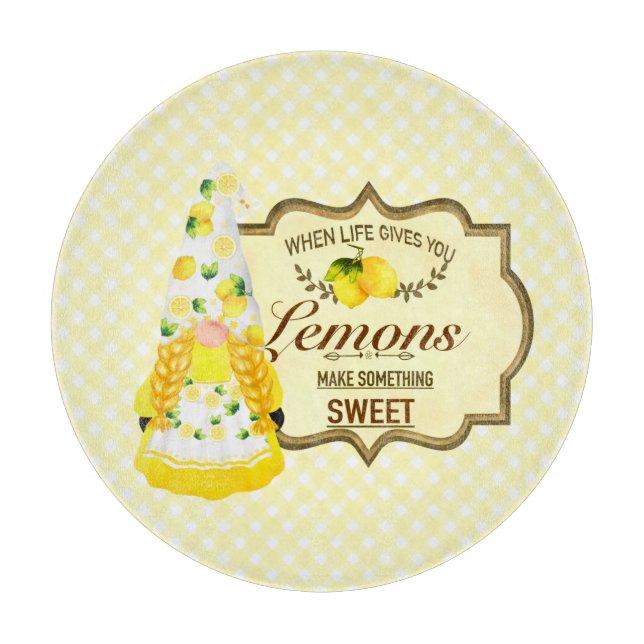 Planche À Découper Gnome fille mignonne et citrons (Devant)