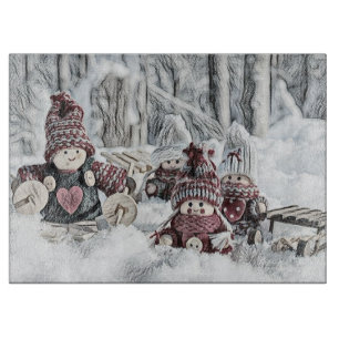 Planche À Découper Gnomes vintages dans le dessin de neige