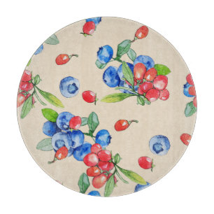 Planche À Découper Goji, bleuet : aquarelle motif.
