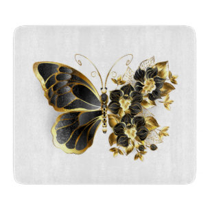 Planche À Découper Gold flower Butterfly with Black Orchid