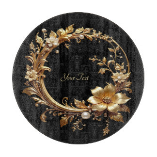 Planche À Découper Golden Floral Ornate Frame Cutting Board