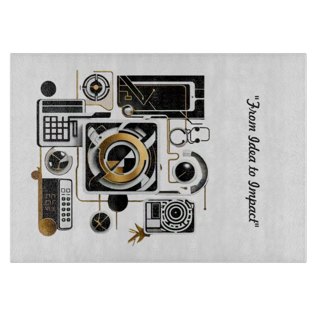 Planche À Découper "Golden Futuristic Designs" (Devant)