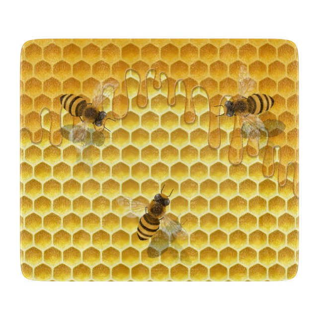 Planche À Découper Golden Honeycomb avec abeilles personnalisable (Devant)