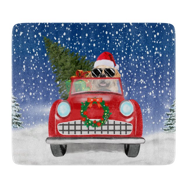 Planche À Découper Golden Retriever Chien Conduite Voiture En Noël De (Devant)
