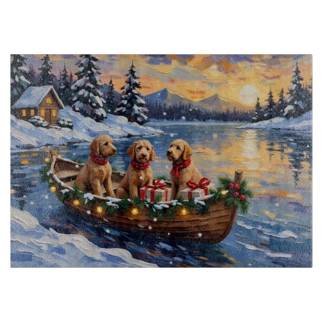 Planche À Découper Goldendoodle Christmas Boat Holiday (Devant)
