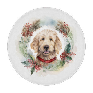 Planche À Découper Goldendoodle Christmas Wreath Festive Pup