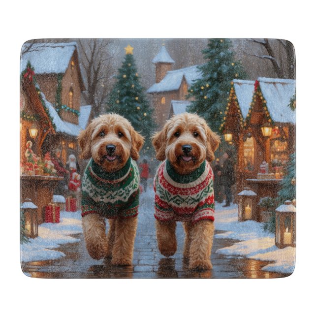 Planche À Découper Goldendoodle Dogs Christmas Snow Holiday (Devant)