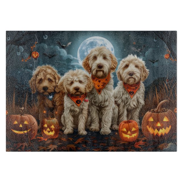 Planche À Découper Goldendoodle Halloween Éffrayant (Devant)
