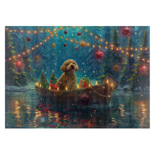 Planche À Découper Goldendoodle Noël Festive Voyage (Devant)